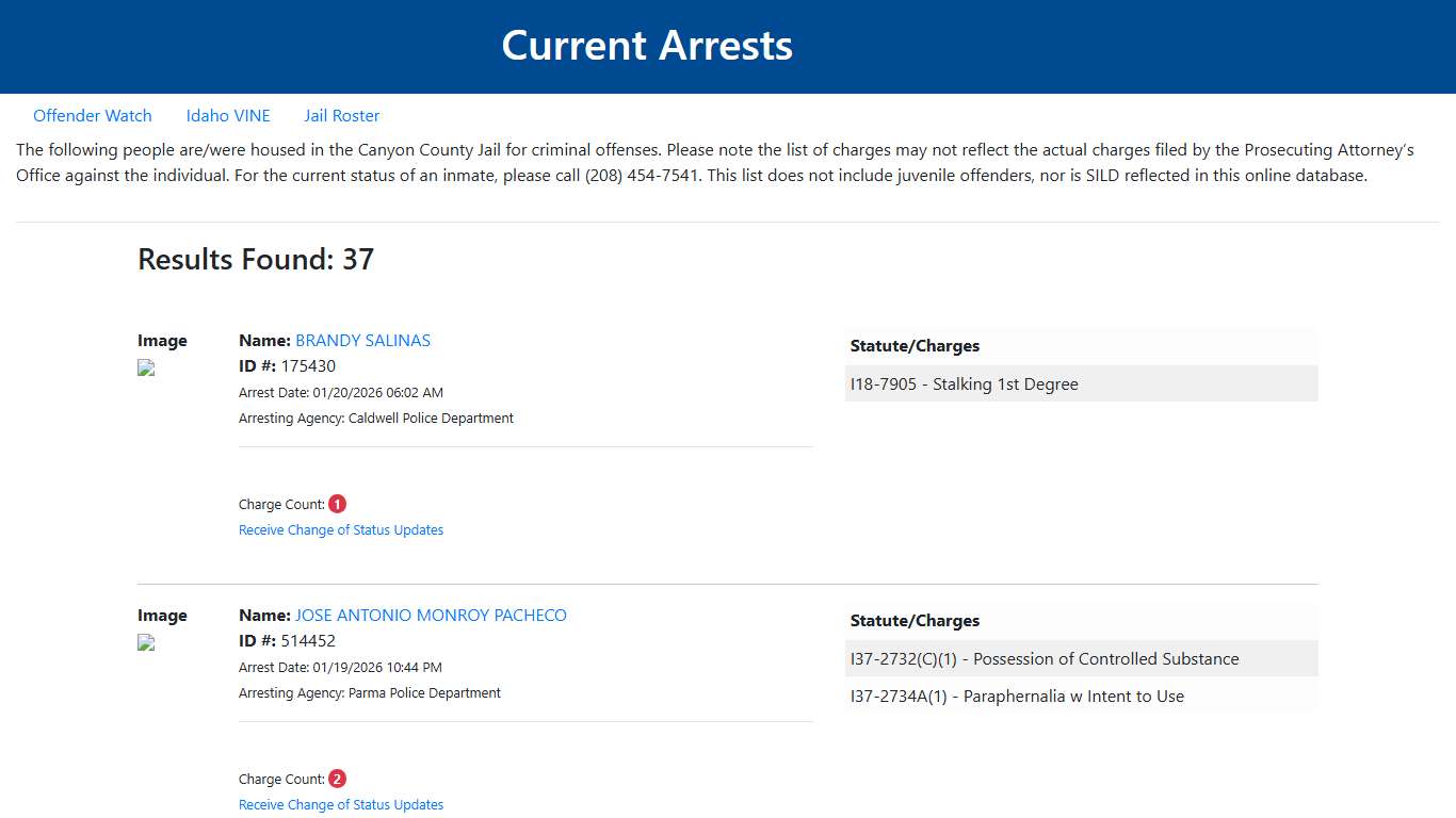 Current Arrests